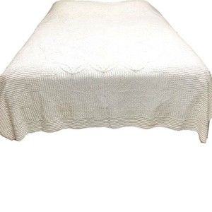 Vintage Chenille Hobnail White Queen Bedspread Quilt Coverlet 60s 70s